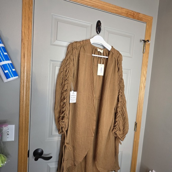 NWT Brandy Joy Joyfolie Camel Brown Flowy Prairie Kimono Duster Lg Cardigan - Picture 2 of 11